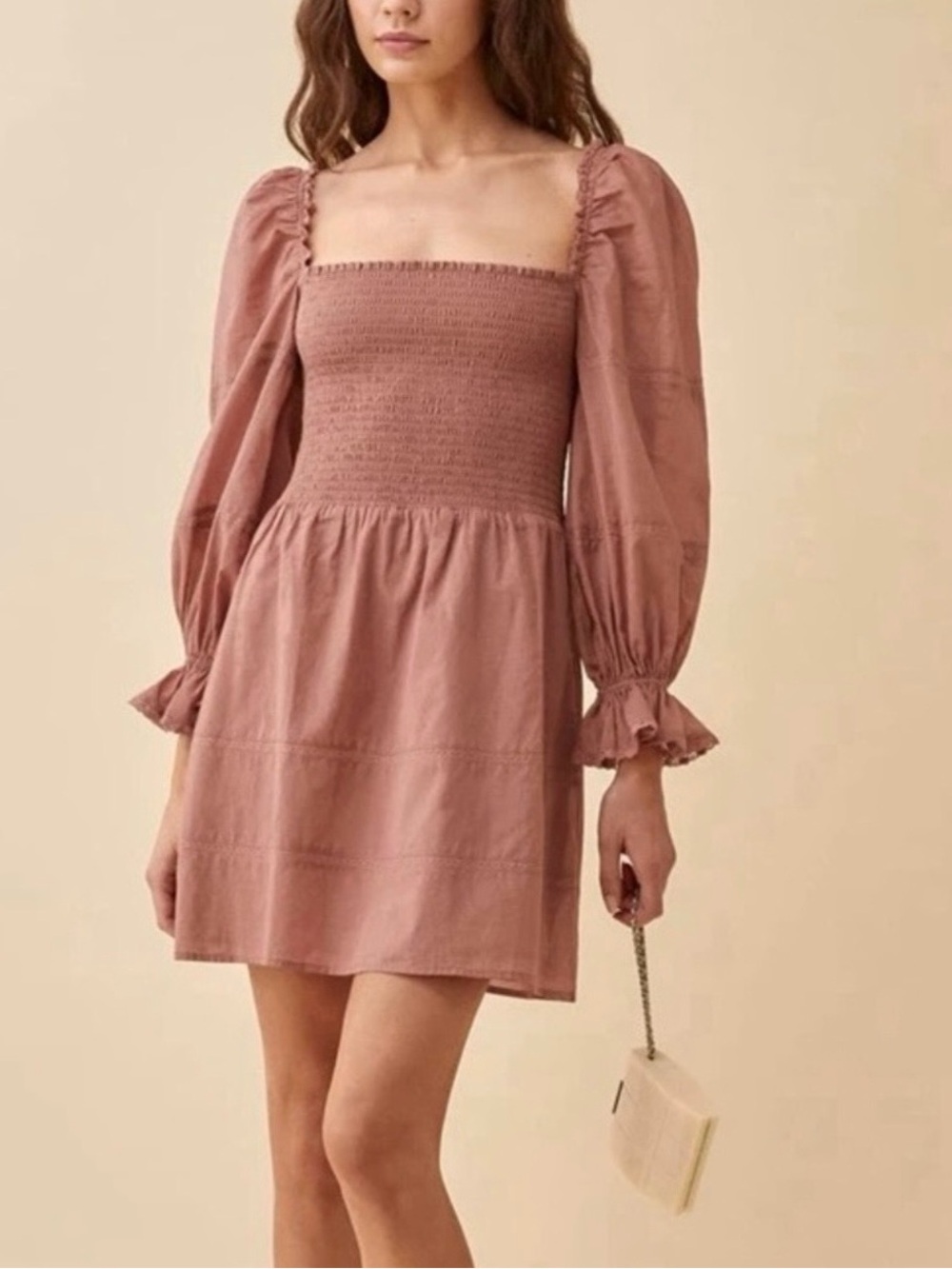 Reformation Dunes Linen Dress in Dusty Rose